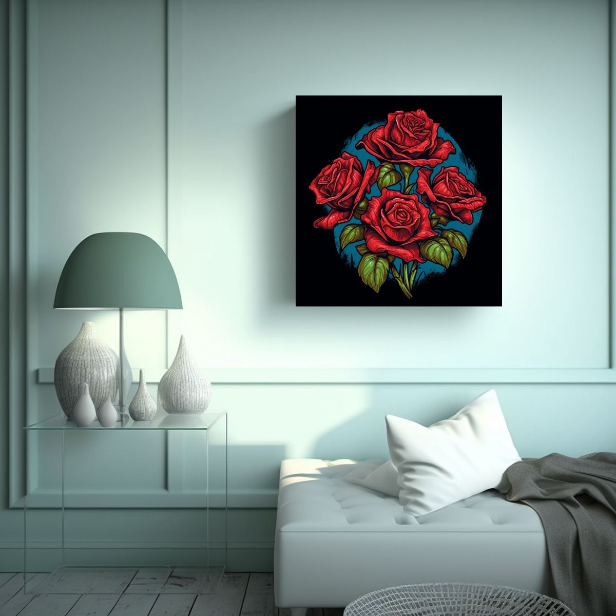 GENERICO - Cuadro Decorativo Lienzo De Rosas Rojas Muertas 90x90 Cm