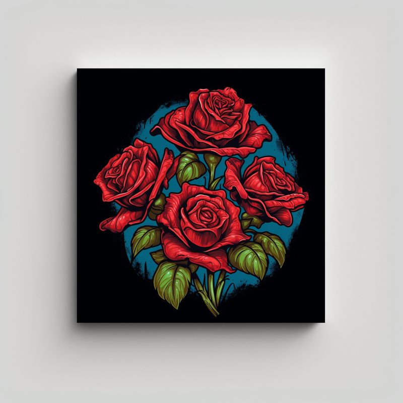GENERICO - Cuadro Decorativo Lienzo De Rosas Rojas Muertas 80x80 Cm