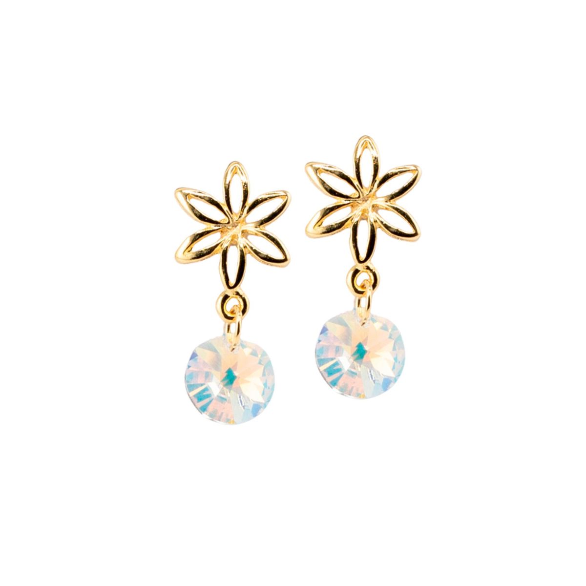 JOYAS MONTERO - Aros Elsa Baño Oro 24K creado con cristales de Swarovski® Aurora Boreal