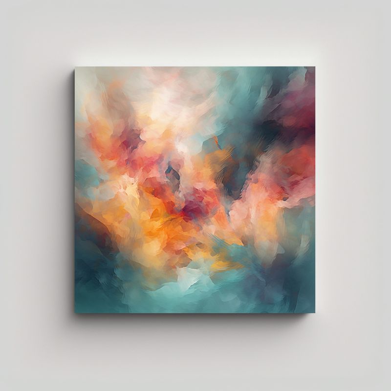 GENERICO - Pinturas Abstractas Multicolor Con Composición 90x90 Cm