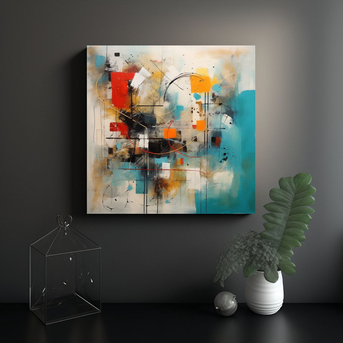 GENERICO - Pinturas Abstractas Para Decorar El Comedor Con 90x90 Cm