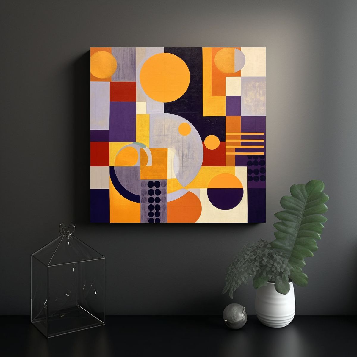 GENERICO - Cuadros Abstractos Modernos Boho En Morado, 80x80 Cm