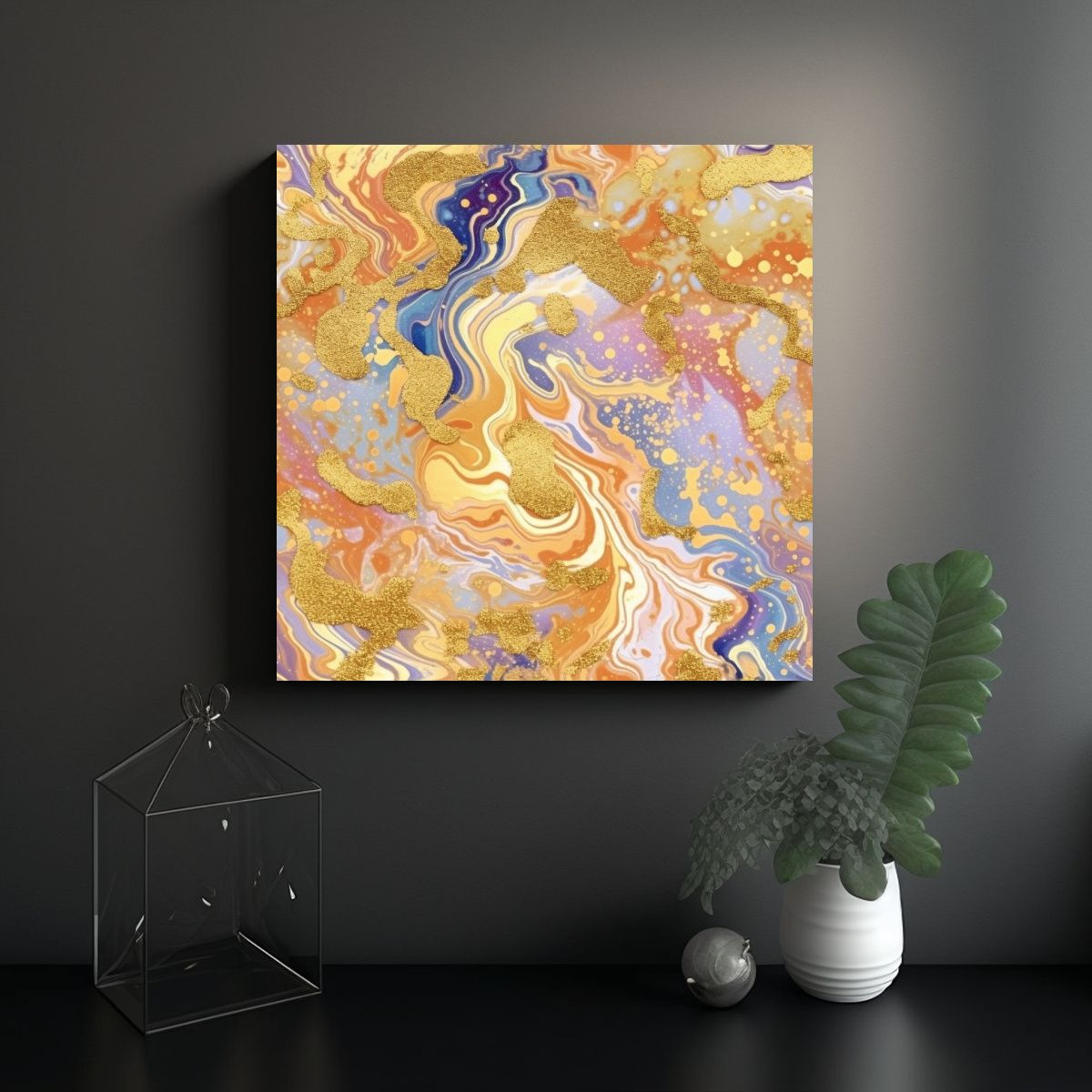GENERICO - Pinturas Decorativas Con Diseño De Vertido 80x80 Cm