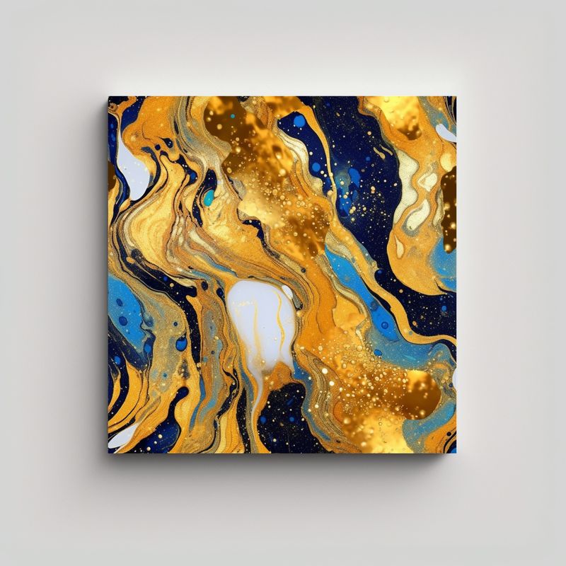 GENERICO - Cuadro Acuarela Diseño Líquido Con Contraste De 90x90 Cm