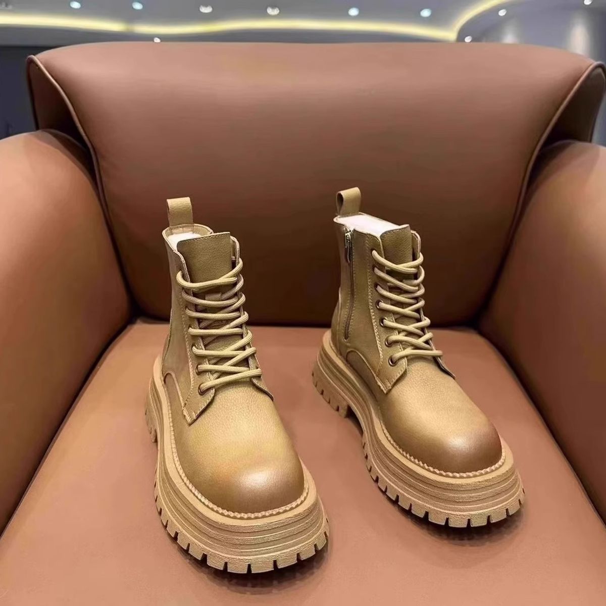 BLWOENS - Zapatos Botas de Martín para mujeres - Marrón