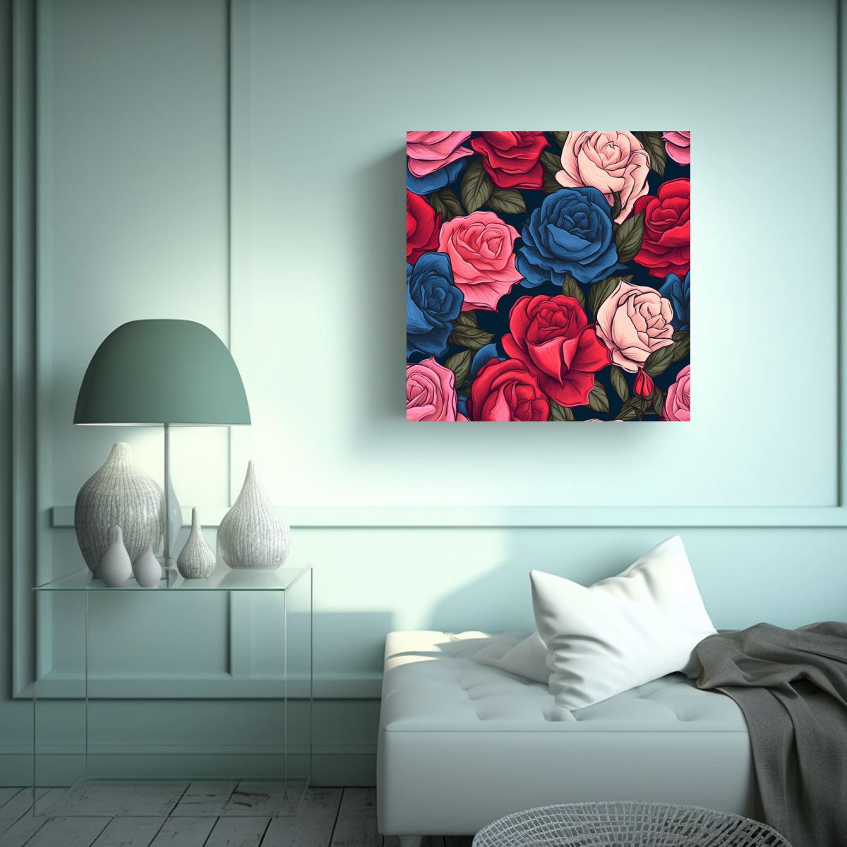 GENERICO - Ilustración De Rosa En Arte De Pared Llamativo 60x60 Cm