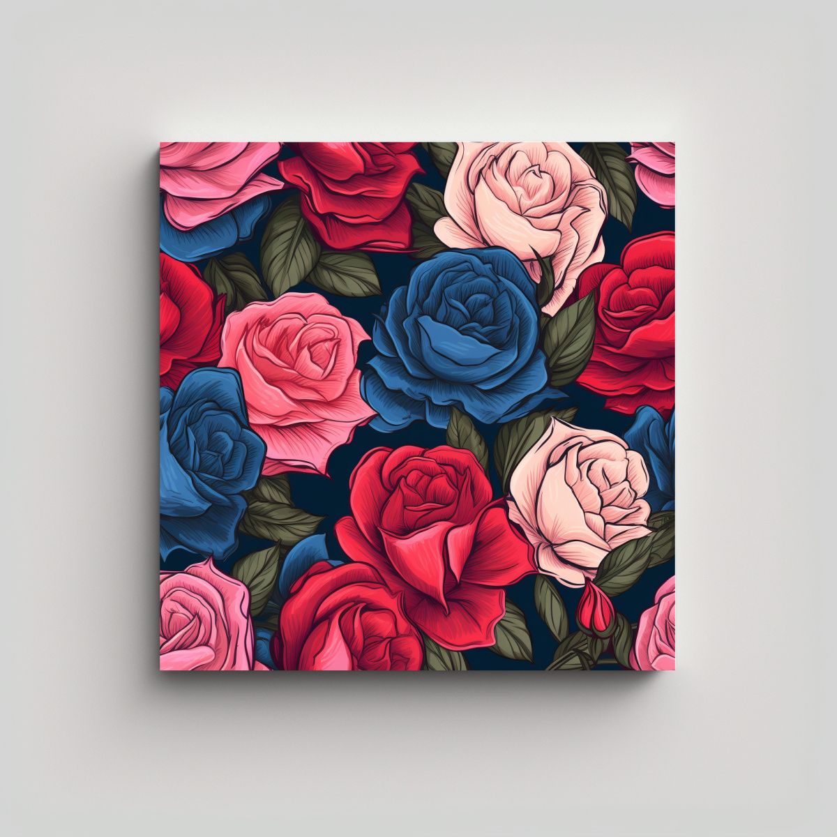 GENERICO - Ilustración De Rosa En Arte De Pared Llamativo 50x50 Cm
