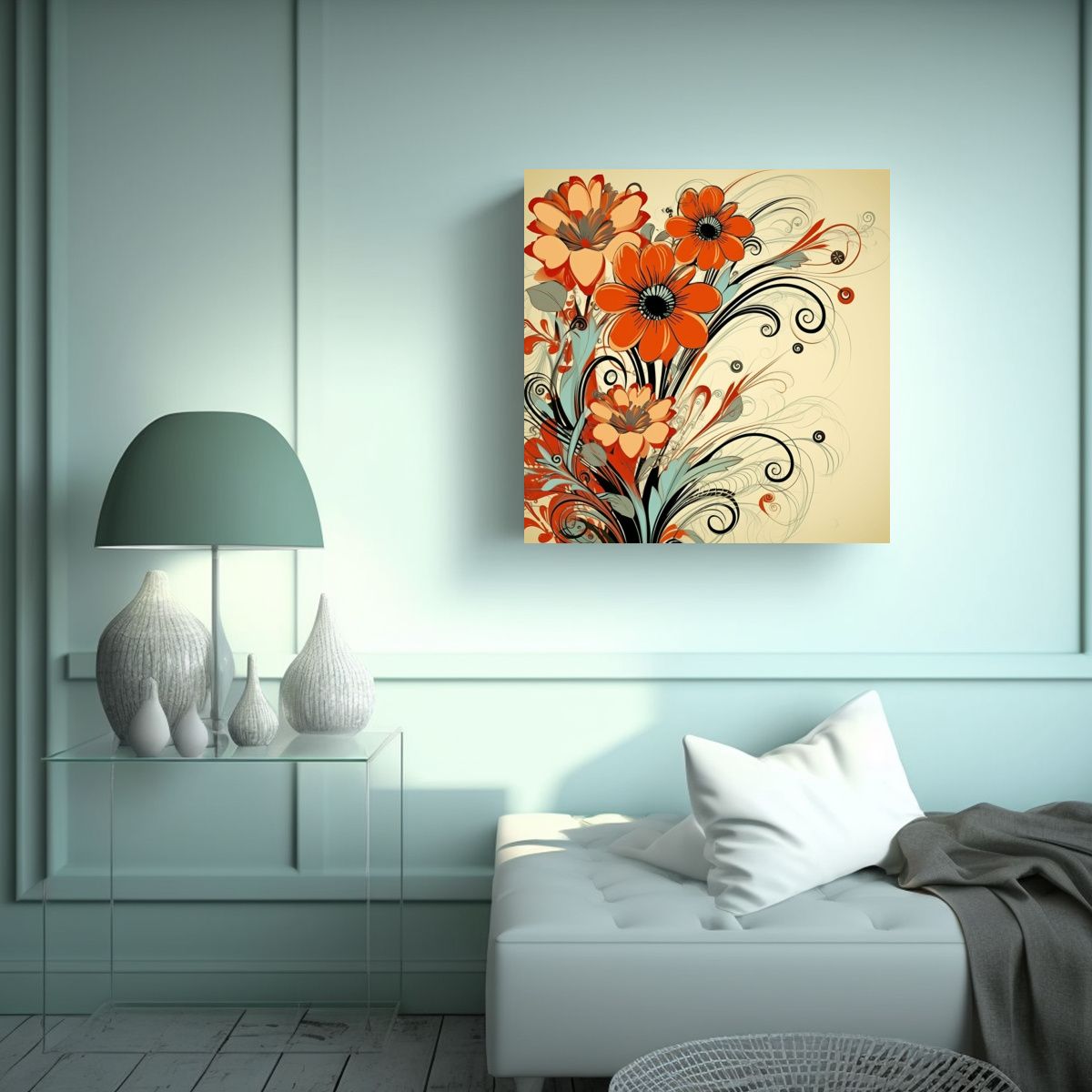 GENERICO - Canva De Alta Calidad Con Elementos Florales 90x90 Cm