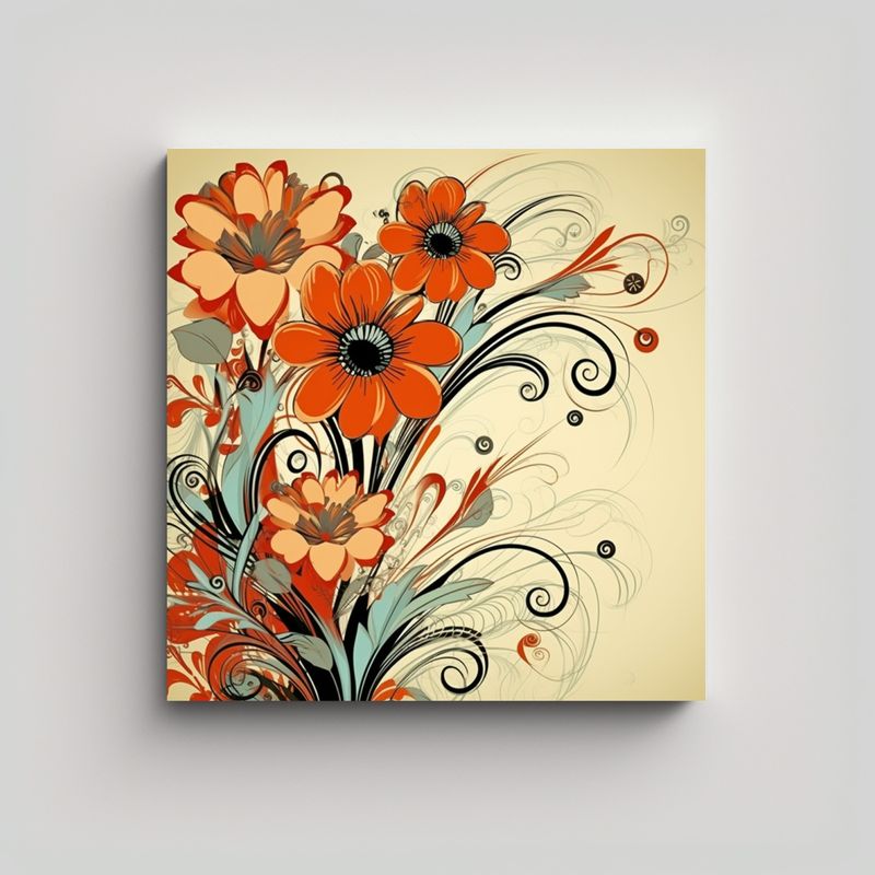 GENERICO - Canva De Alta Calidad Con Elementos Florales 70x70 Cm