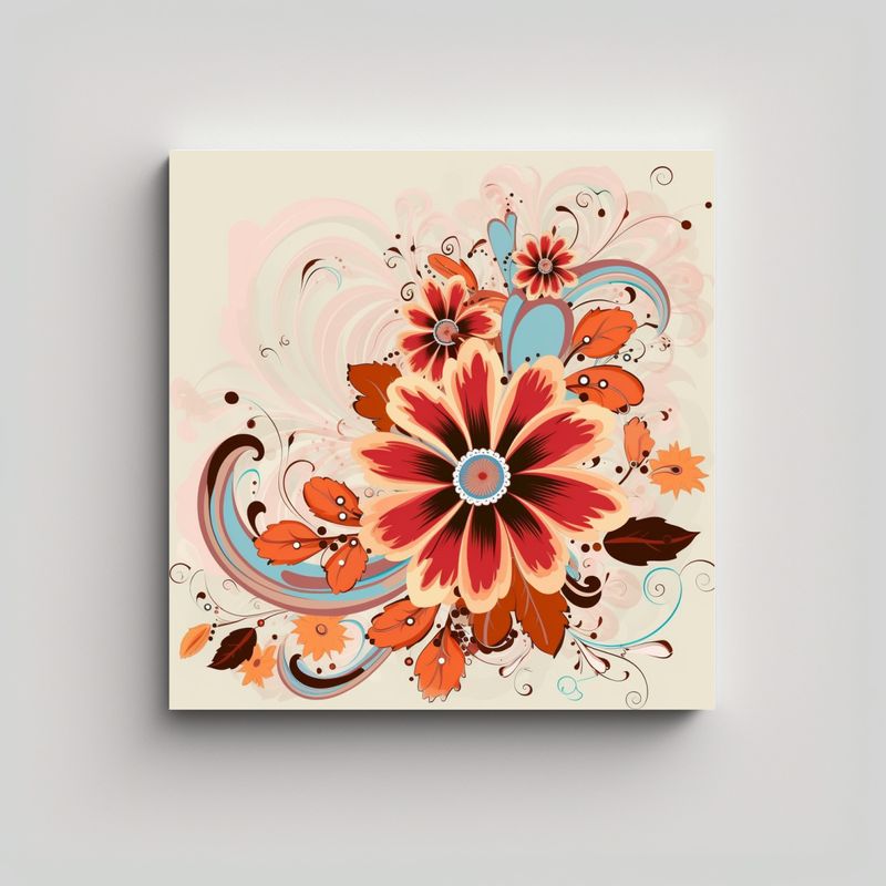 GENERICO - Cuadro Decorativo Floral Y Rectangular: 60x60 Cm
