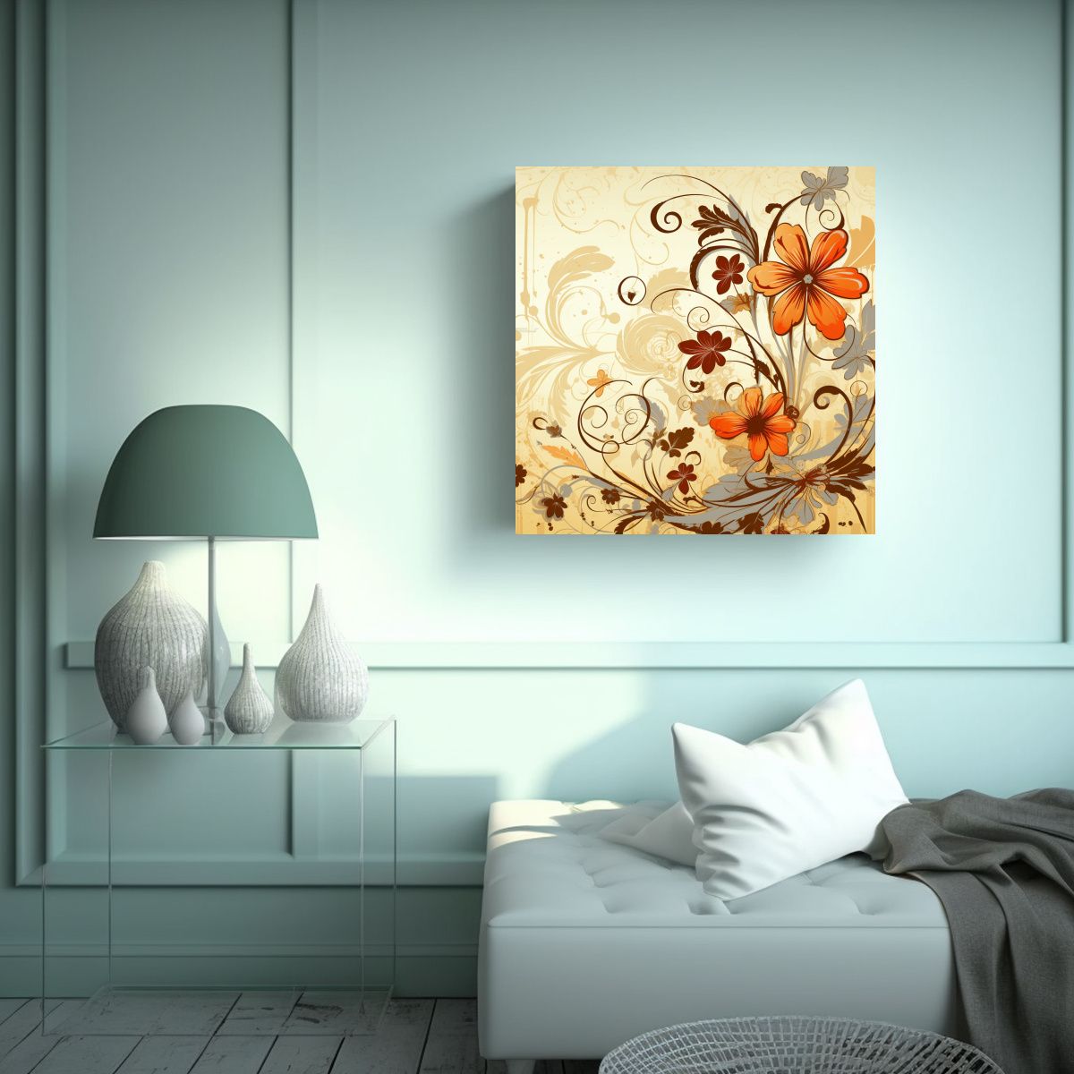 GENERICO - Cuadros Decorativos Acuarela: Flores Y Elementos 70x70 Cm