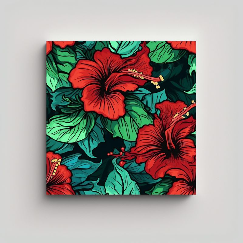 GENERICO - Cuadro Moderno Hibiscus: Arte Vectorial Gótico Y 80x80 Cm