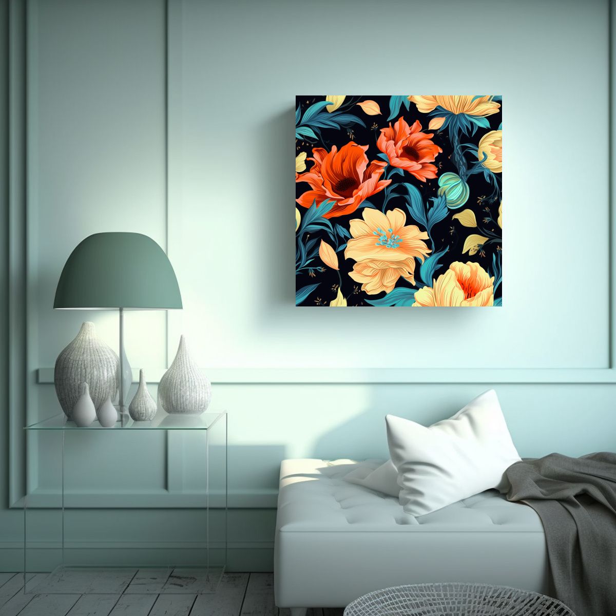 GENERICO - Arte Digital Floral: Cuadro Decorativo Con Motivo 90x90 Cm