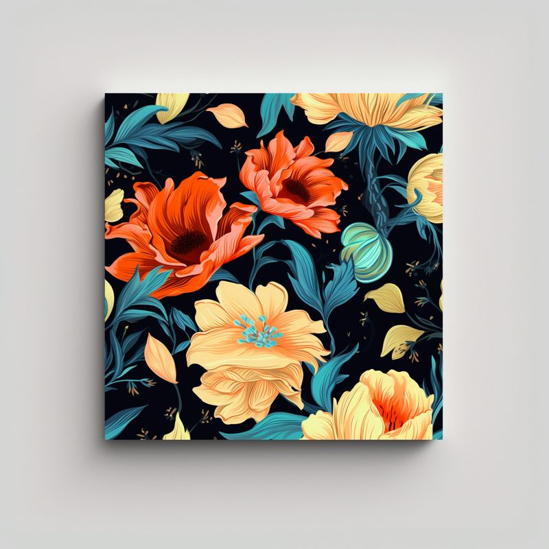 GENERICO - Arte Digital Floral: Cuadro Decorativo Con Motivo 70x70 Cm