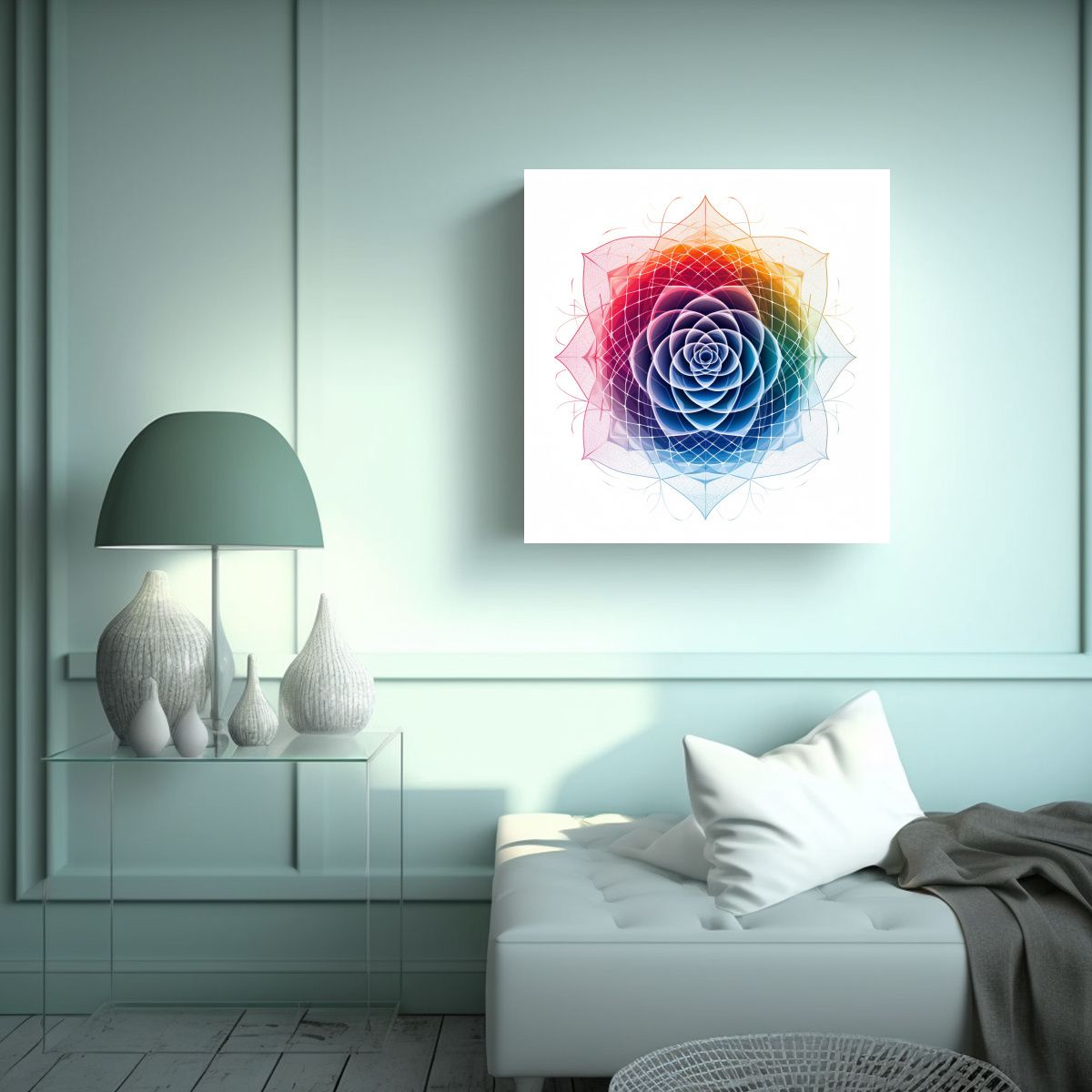 GENERICO - Diseño Artístico De Época: Logo De Rosa 80x80 Cm