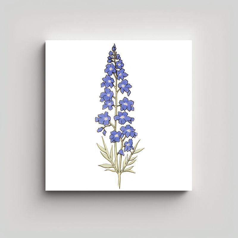 GENERICO - Cuadro Moderno Mágico De Delphinium Blanco Por 70x70 Cm