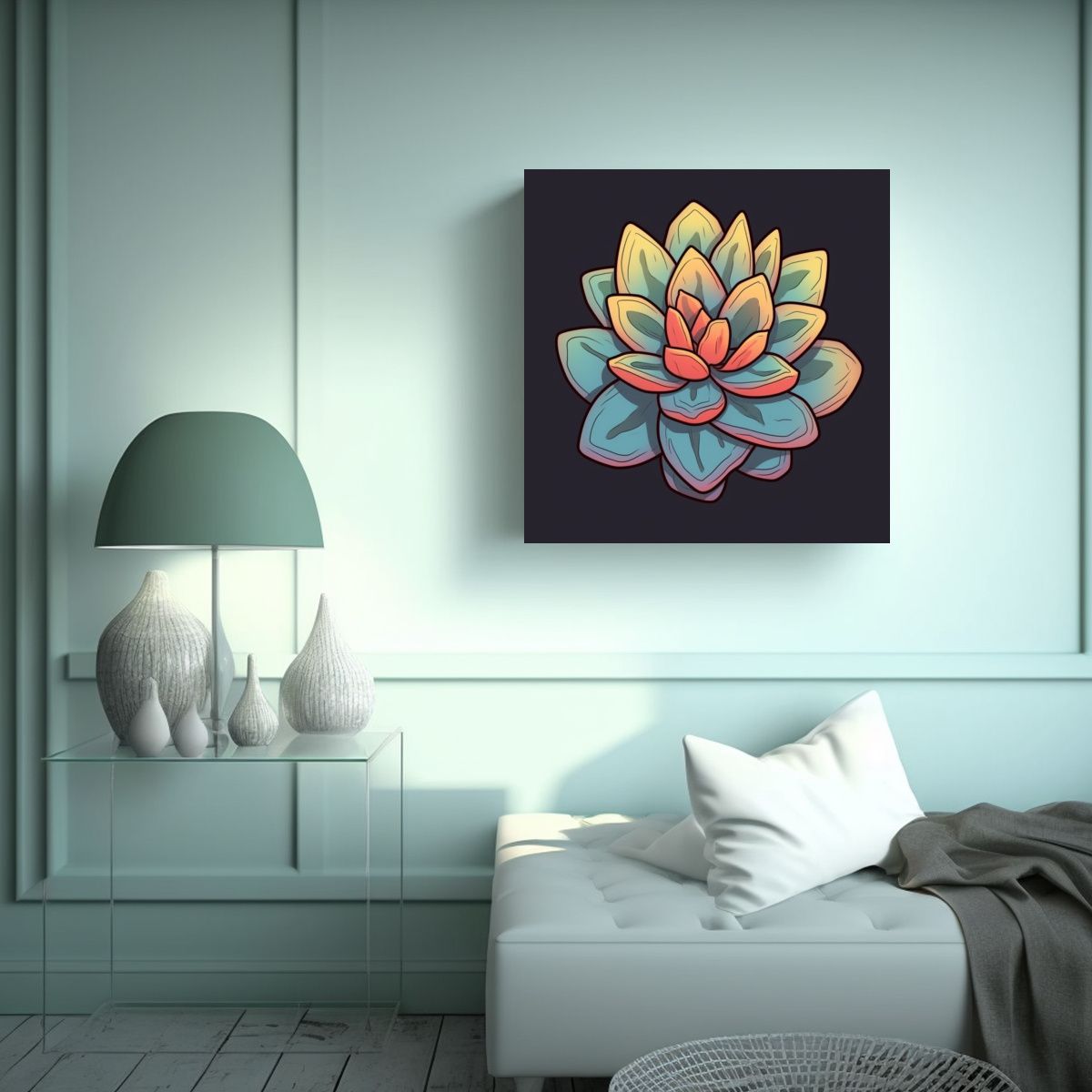 GENERICO - Cuadro De Baño Intenso Con Logo Florido De 70x70 Cm