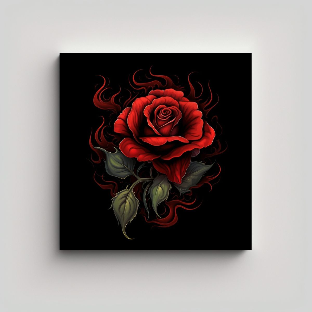 GENERICO - Rosa Roja Animada En Arte Abstracto Intenso Con 70x70 Cm