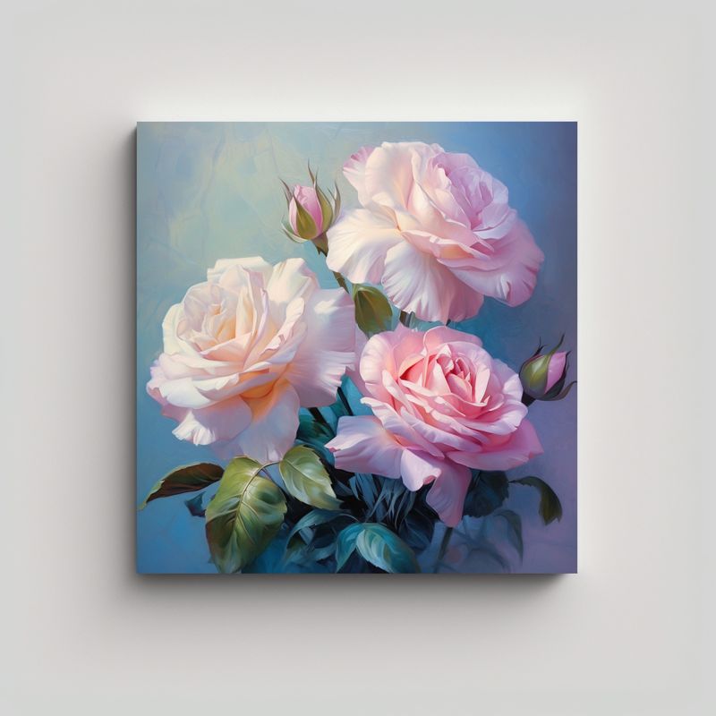 GENERICO - Adorables Cuadros Decorativos De Rosas Pastel: 80x80 Cm