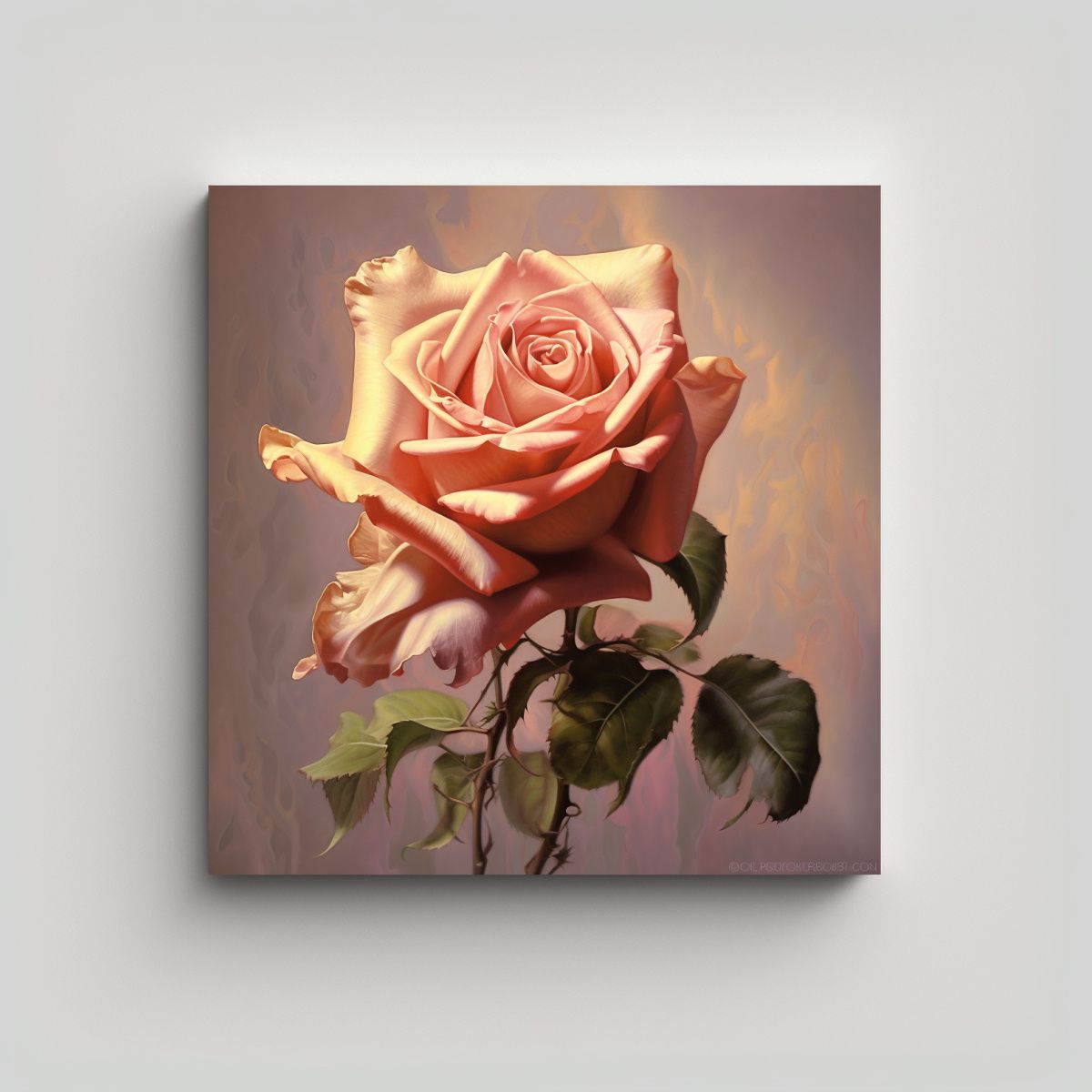 GENERICO - Cuadro Acuarela De Rosa Intenso: Contraste Y 70x70 Cm