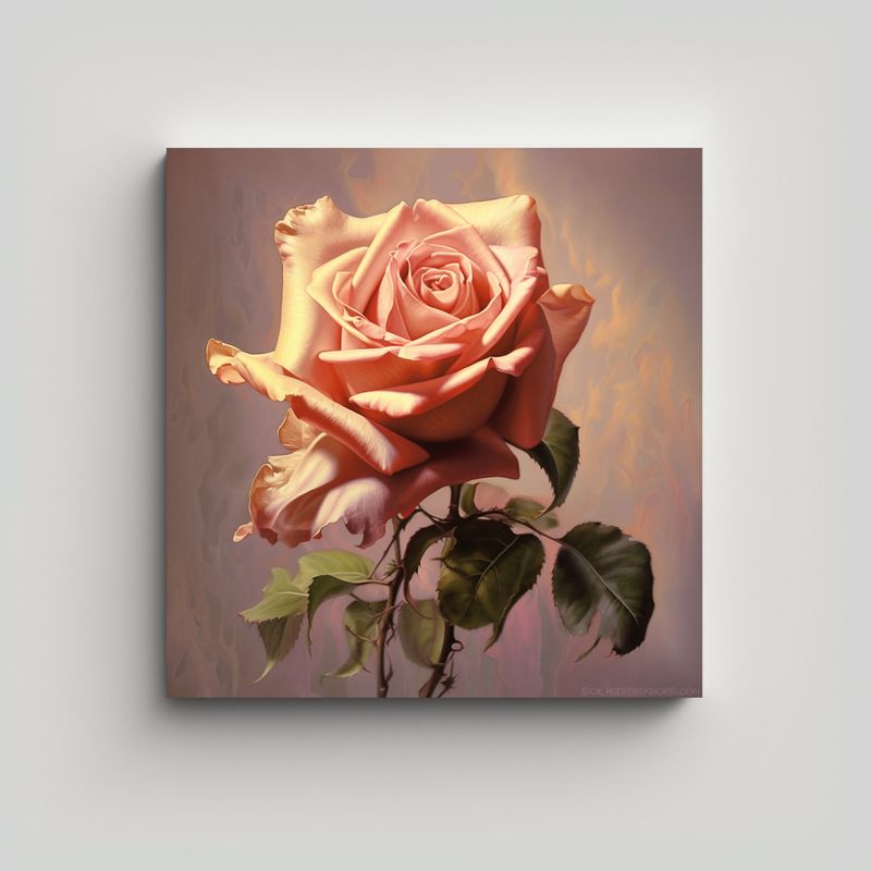 GENERICO - Cuadro Acuarela De Rosa Intenso: Contraste Y 50x50 Cm