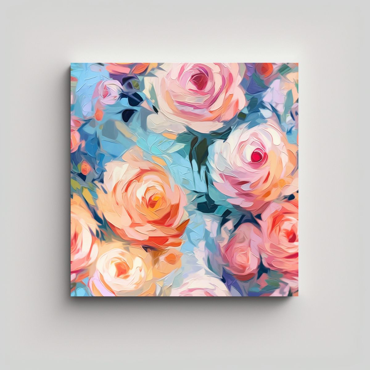GENERICO - Composición Artesanal De Rosas Y Flores De 70x70 Cm