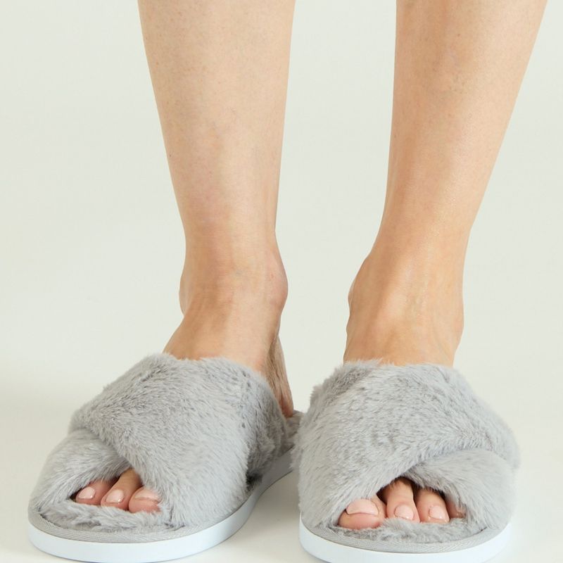 BARBIZON - Pantufla de Mujer Zapatilla Cruzada Gris