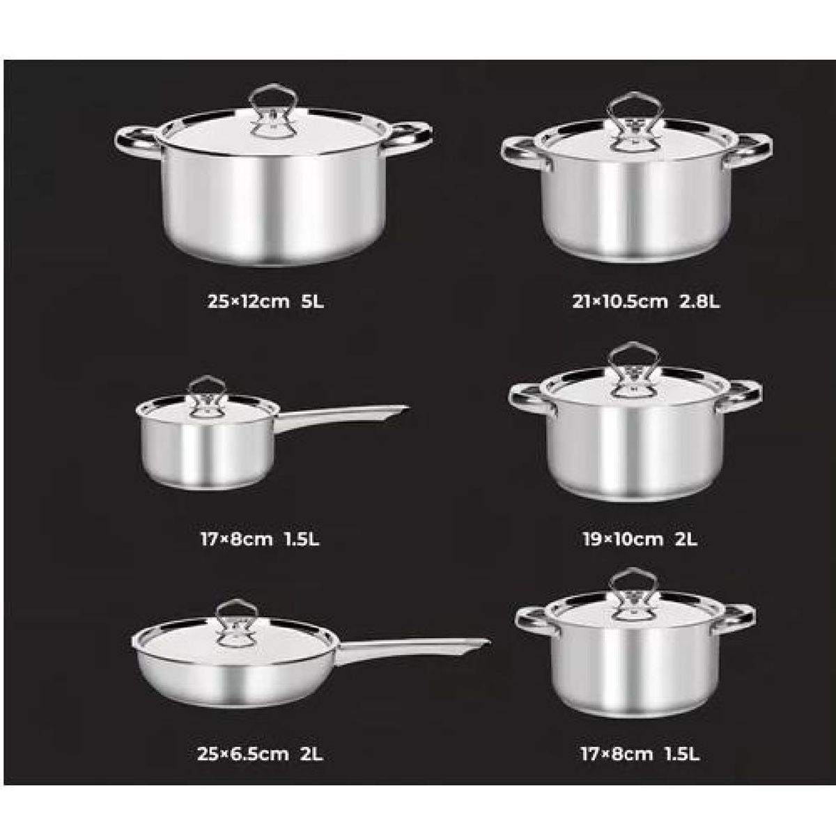 GENERICO - Batería De Cocina 15 Piezas Acero Inoxidable Color Plateado