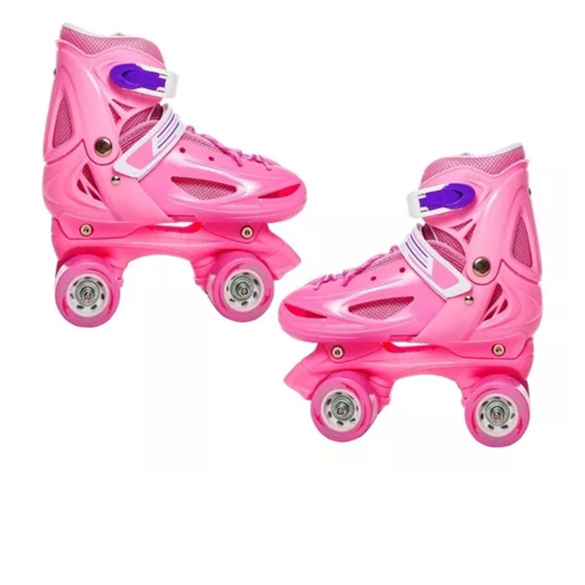 GENERICO - Patin 4 Rueda Niña Rosado Ajustable Talla Xs 25 Al 28