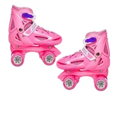 GENERICO - Patin 4 Rueda Niña Rosado Ajustable Talla Xs 25 Al 28