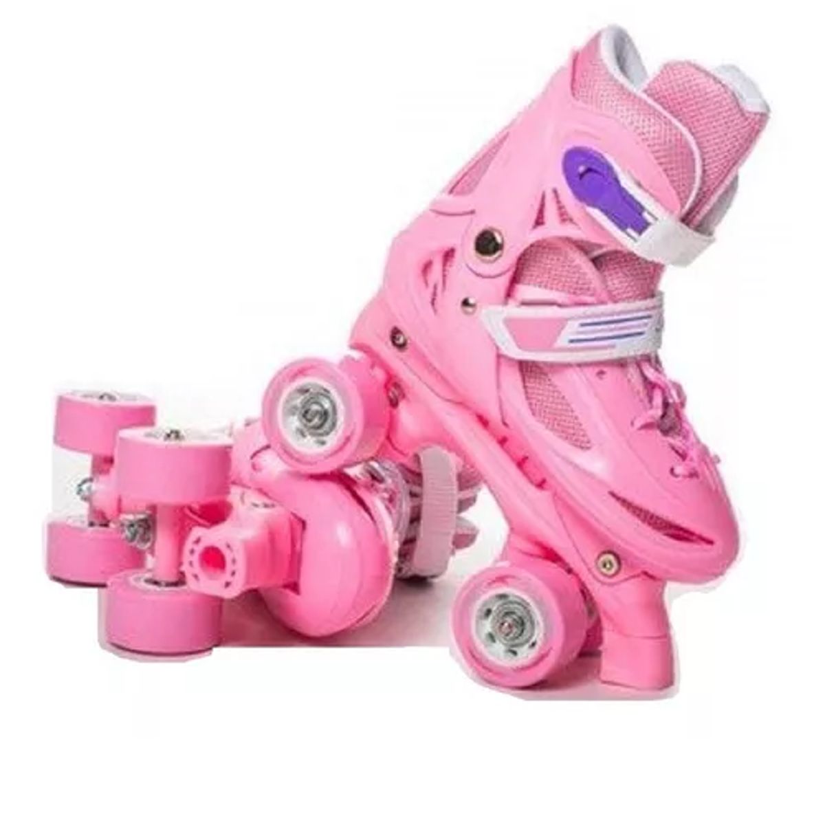 GENERICO - Patin 4 Rueda Niña Rosado Ajustable Talla Xs 25 Al 28