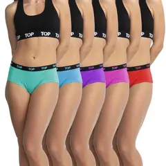 TOP - Calzón Pantaletas Algodón Con Elástico Pack 5 Neón C1