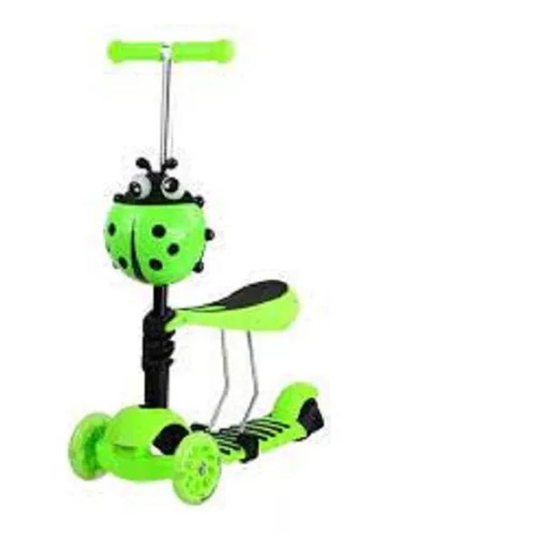 GENERICO - Monopatín Scooter 5 En 1 Mariquita Con Luces Color Verde