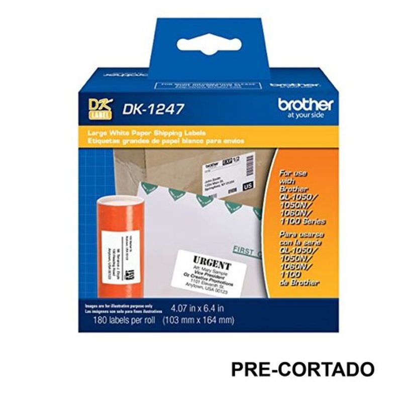 BROTHER - Rollo Dk1247 Brother Pre-cortado 103 X 164mm 180 Etiquetas