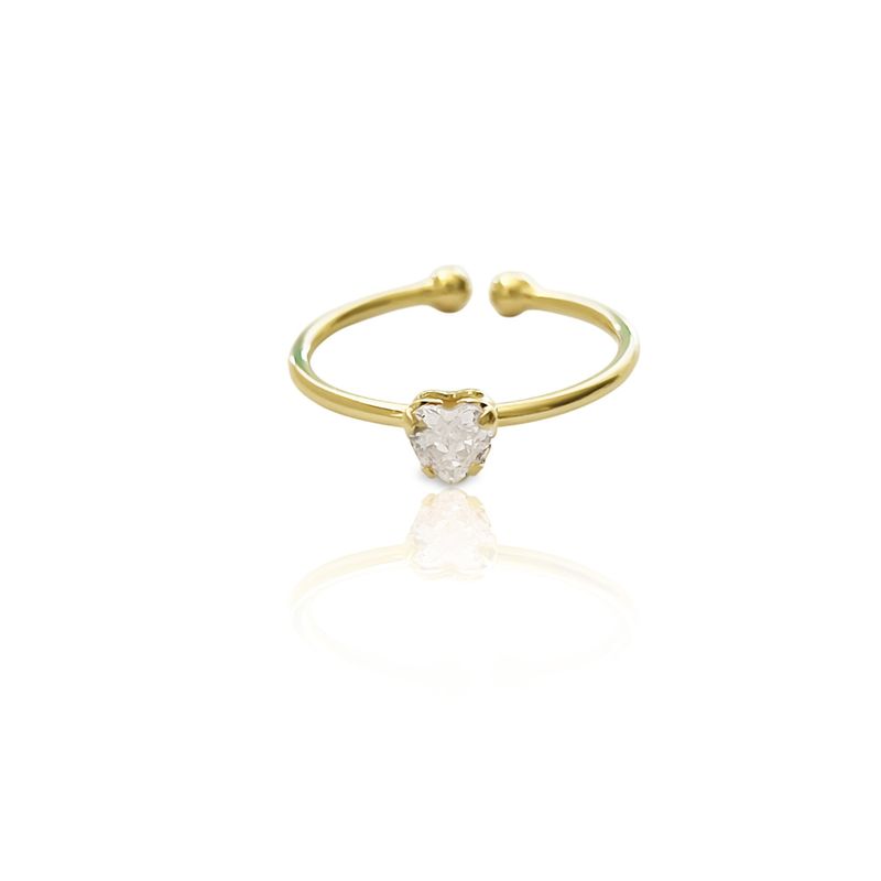 ANDREA COGGIOLA JOYAS - Anillo Solitario Corazón Circón Enchapado Oro 18K