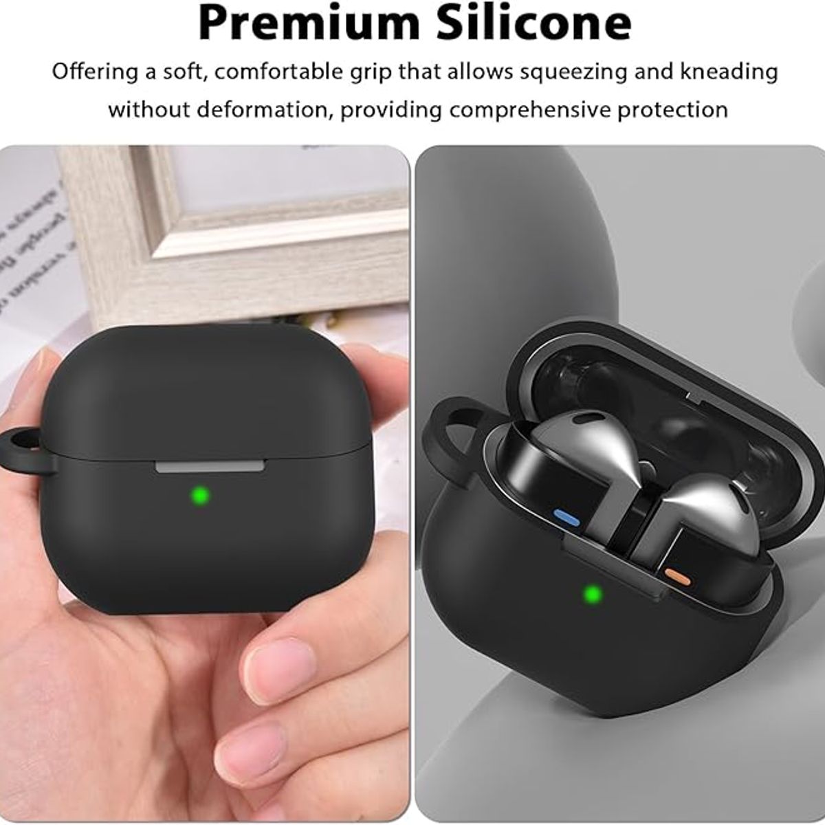 GENERICO - Carcasa Funda Para Galaxy Buds 3 / 3 Pro Silicona Negro