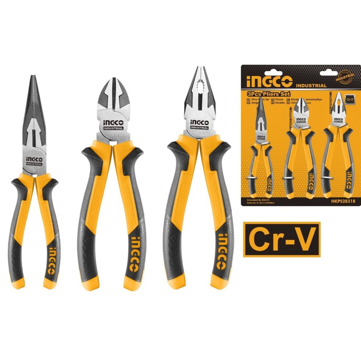 GENERICO - JGO ALICATES PUNTA-CORTE-UNIVERSAL 3PZS INGCO