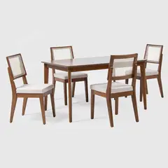 DECOCASA - Comedor Olive Natural 1.35+4 Sillas Saga Ratan