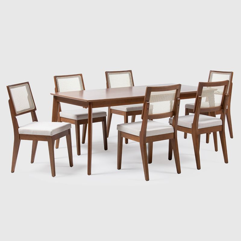 DECOCASA - Comedor Olive Natural 1.8+6 Sillas Saga Ratan Decocasa