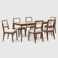 DECOCASA - Comedor Olive Natural 1.8+6 Sillas Saga Ratan
