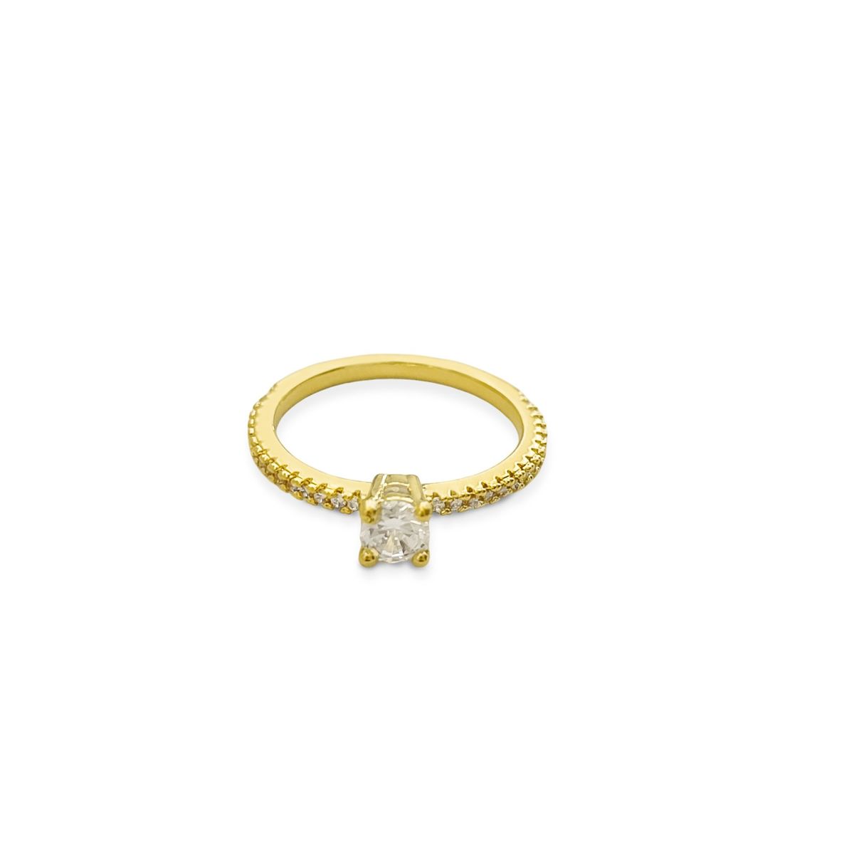 COGGIOLA - Anillo Clara Solitario Cintillo Circón Enchapado Oro 18K