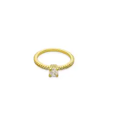 ANDREA COGGIOLA JOYAS - Anillo Clara Solitario Cintillo Circón Enchapado Oro 18K