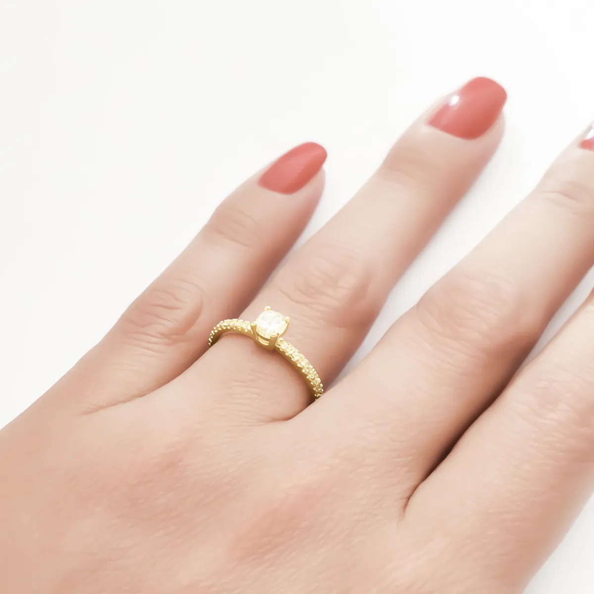 COGGIOLA - Anillo Clara Solitario Cintillo Circón Enchapado Oro 18K