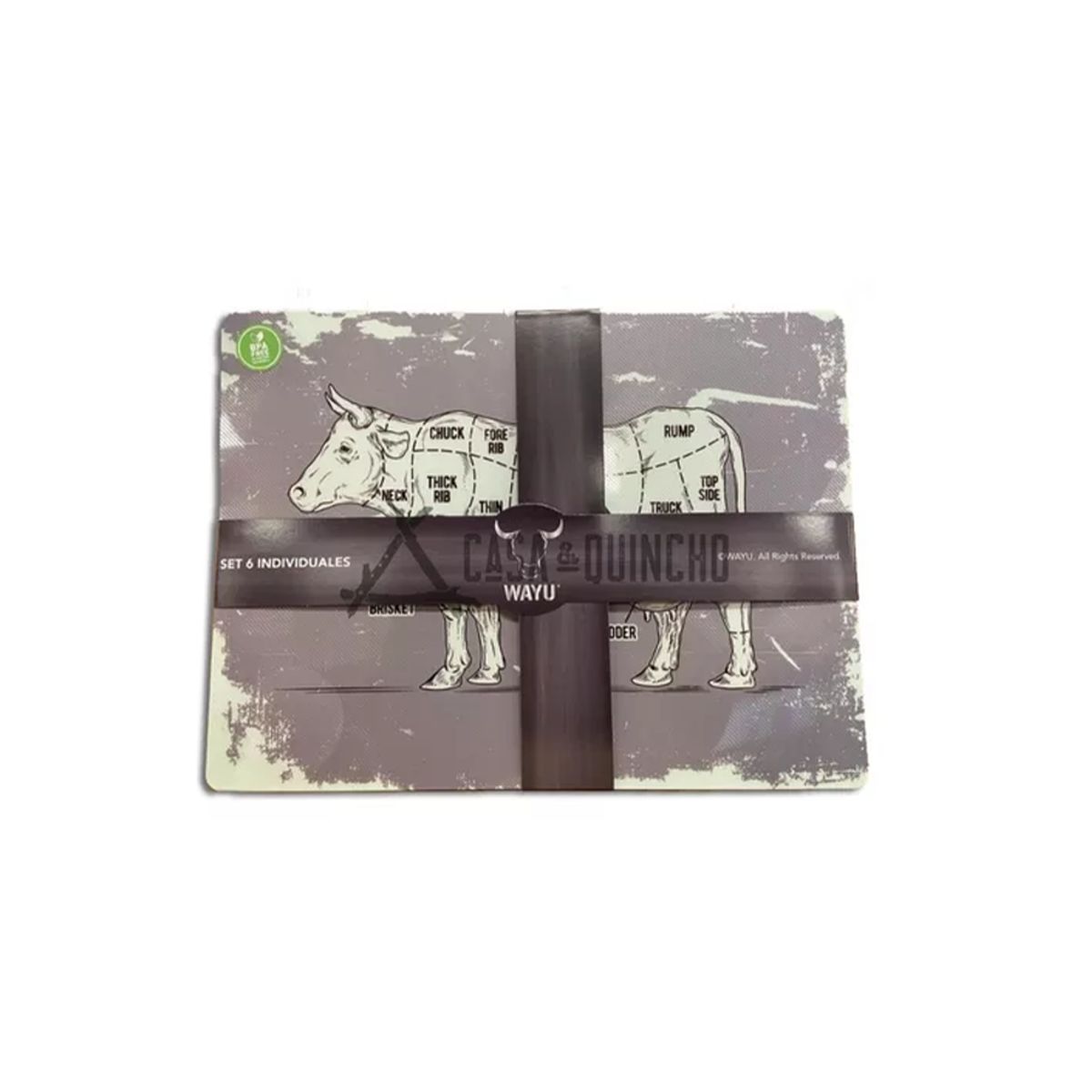 WAYU - Set 6 Individuales Wayu Cocina Mesa Mantel Sobremesa Pvc Color Negro