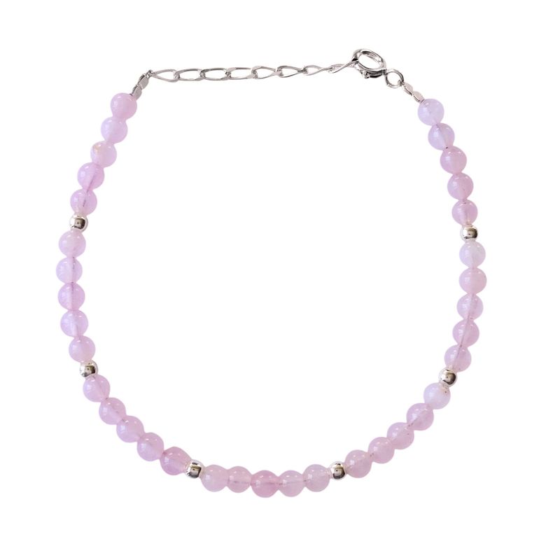 ANDREA COGGIOLA JOYAS - Pulsera Cuarzo Rosa 4mm Plata Fina 925