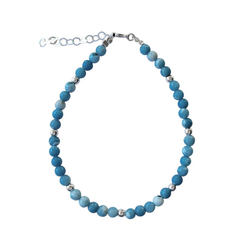 ANDREA COGGIOLA JOYAS - Pulsera Larimar 4mm Plata Fina 925