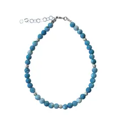 ANDREA COGGIOLA JOYAS - Pulsera Larimar 4mm Plata Fina 925
