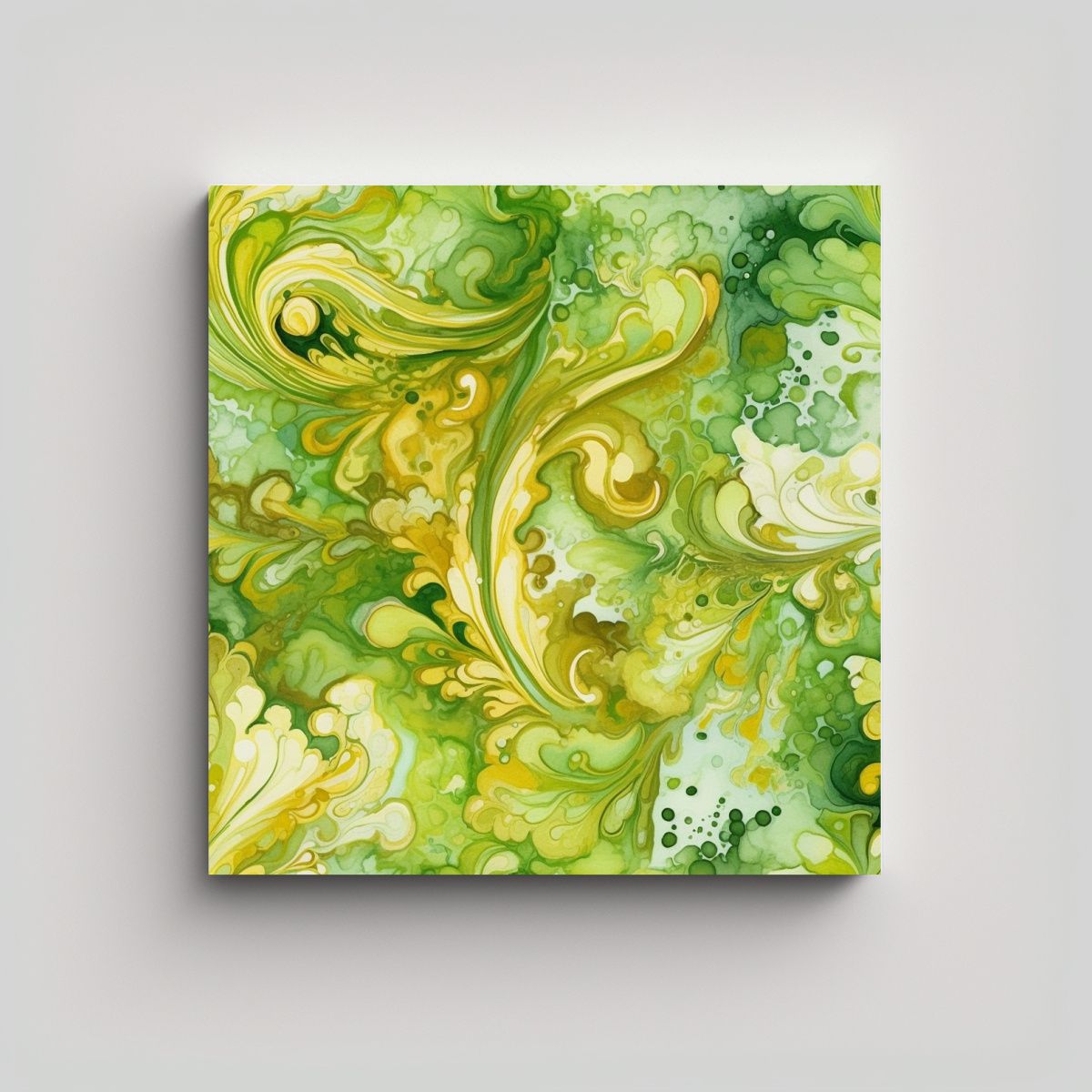 GENERICO - Cuadro Grande En Acuarela Para Sala En Verde Lima 70x70 Cm