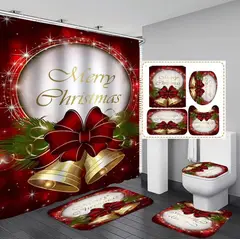 GENERICO - SET DE BAÑO NAVIDEÑO 4 PIEZAS CON DISEÑO CAMPANA WYN