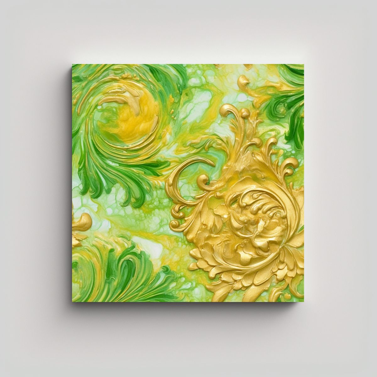 GENERICO - Lienzo Tela Abstracción Detalle Pintura Verde 60x60 Cm